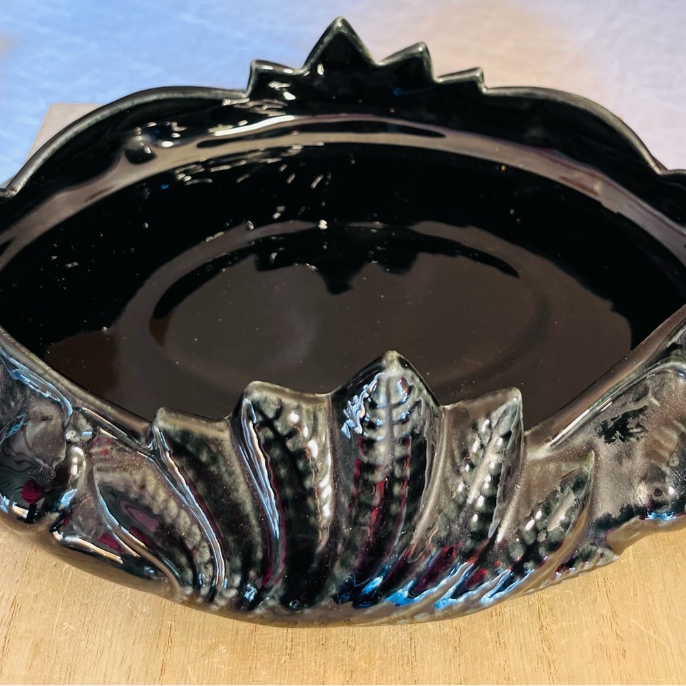 Vintage Black and Gray Glazed Ceramic Pottery Dish - Picture 4 of 7